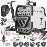 STAHLWERK AC/DC TIG 200 impulsi con plasma ST saldatrice completamente equipaggiata con TIG e MMA da 200 A, adatta per alluminio e lamiere sottili, dispositivo combinato con funzione CUT da 50 amp.