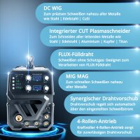 STAHLWERK CTM-250 ST Kombi-Schwei&szlig;ger&auml;t WIG + MIG/MAG + MMA/E-Hand + CUT/Plasma mit 200 Ampere und 50 Ampere Plasma-Funktion, viele Schwei&szlig;parameter einstellbar