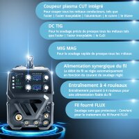 STAHLWERK CTM-250 ST Poste de soudage combin&eacute; TIG + MIG/MAG + MMA/E-Hand + CUT/Plasma avec fonction plasma 200 amp&egrave;res et 50 amp&egrave;res, nombreux param&egrave;tres de soudage r&eacute;glables