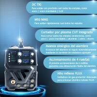 STAHLWERK CTM-250 ST Soldadora combinada TIG + MIG/MAG + MMA/E-Hand + CUT/Plasma con funci&oacute;n de plasma de 200 amperios y 50 amperios, muchos par&aacute;metros de soldadura ajustables