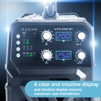 STAHLWERK CTM-250 ST Combilasapparaat TIG + MIG/MAG + MMA/E-Hand + CUT/Plasma met 200 amp&egrave;re en 50 amp&egrave;re plasmafunctie, veel lasparameters instelbaar