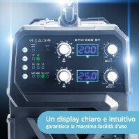 STAHLWERK CTM-250 ST Saldatrice combinata TIG + MIG/MAG + MMA/E-Hand + CUT/Plasma con funzione plasma da 200 ampere e 50 ampere, molti parametri di saldatura regolabili