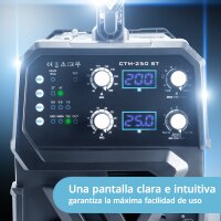 STAHLWERK CTM-250 ST Soldadora combinada TIG + MIG/MAG + MMA/E-Hand + CUT/Plasma con funci&oacute;n de plasma de 200 amperios y 50 amperios, muchos par&aacute;metros de soldadura ajustables