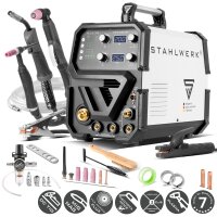 STAHLWERK CTM-250 ST Saldatrice combinata TIG + MIG/MAG + MMA/E-Hand + CUT/Plasma con funzione plasma da 200 ampere e 50 ampere, molti parametri di saldatura regolabili
