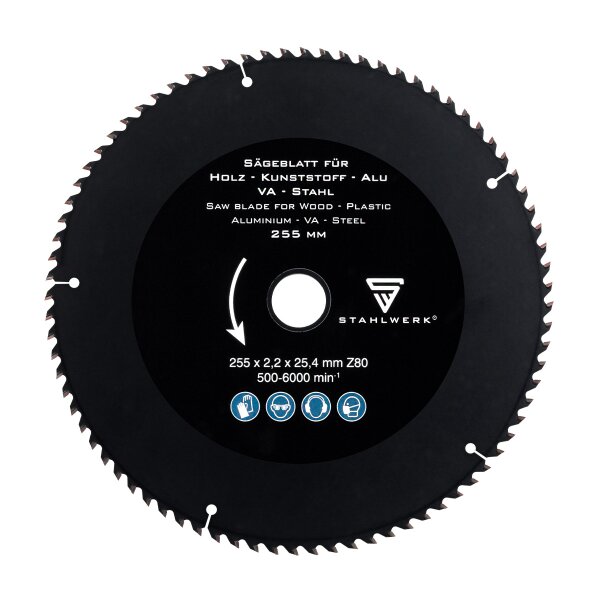 STAHLWERK Sahanterä metallinleikkaussahaan / metallin pyörösahaan Musta 255 x 25,4 mm / 10"