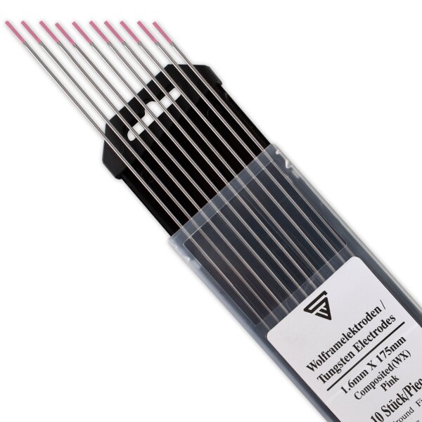 Elettrodi di tungsteno STAHLWERK / elettrodi per saldatura WX Pink 1,6 x 175 mm in un pratico set di 10 pezzi