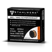 STAHLWERK MIG MAG svejsetr&aring;d ER70S-6 SG2 &Oslash; 0,6 mm S100/D100 tr&aring;drulle 1 kg