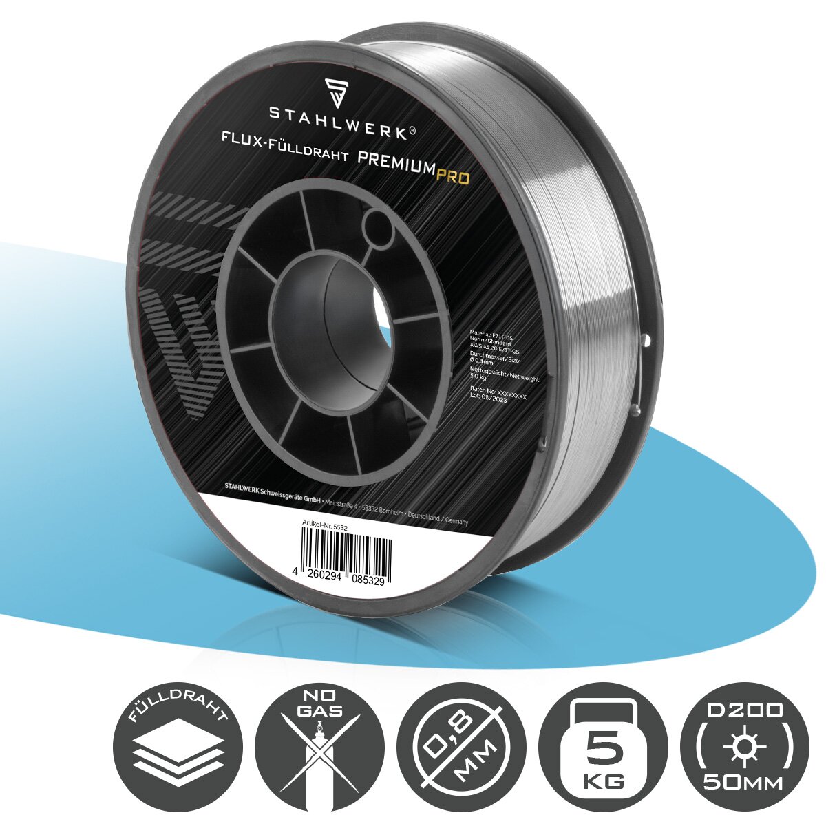 Fil De Soudage Auto-blindé 5kg - 1.0mm E71T-GS - Pour MIG/MAG, Sans Gaz - Soudure Extérieure Facile
