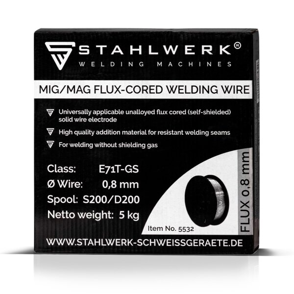 universally usable on 1kg D100 spool with 16mm spindle set of 2 pcs. STAHLWERK MIG/MAG flux cored welding wire Ø 0,8 mm gasless FLUX E71T-1C