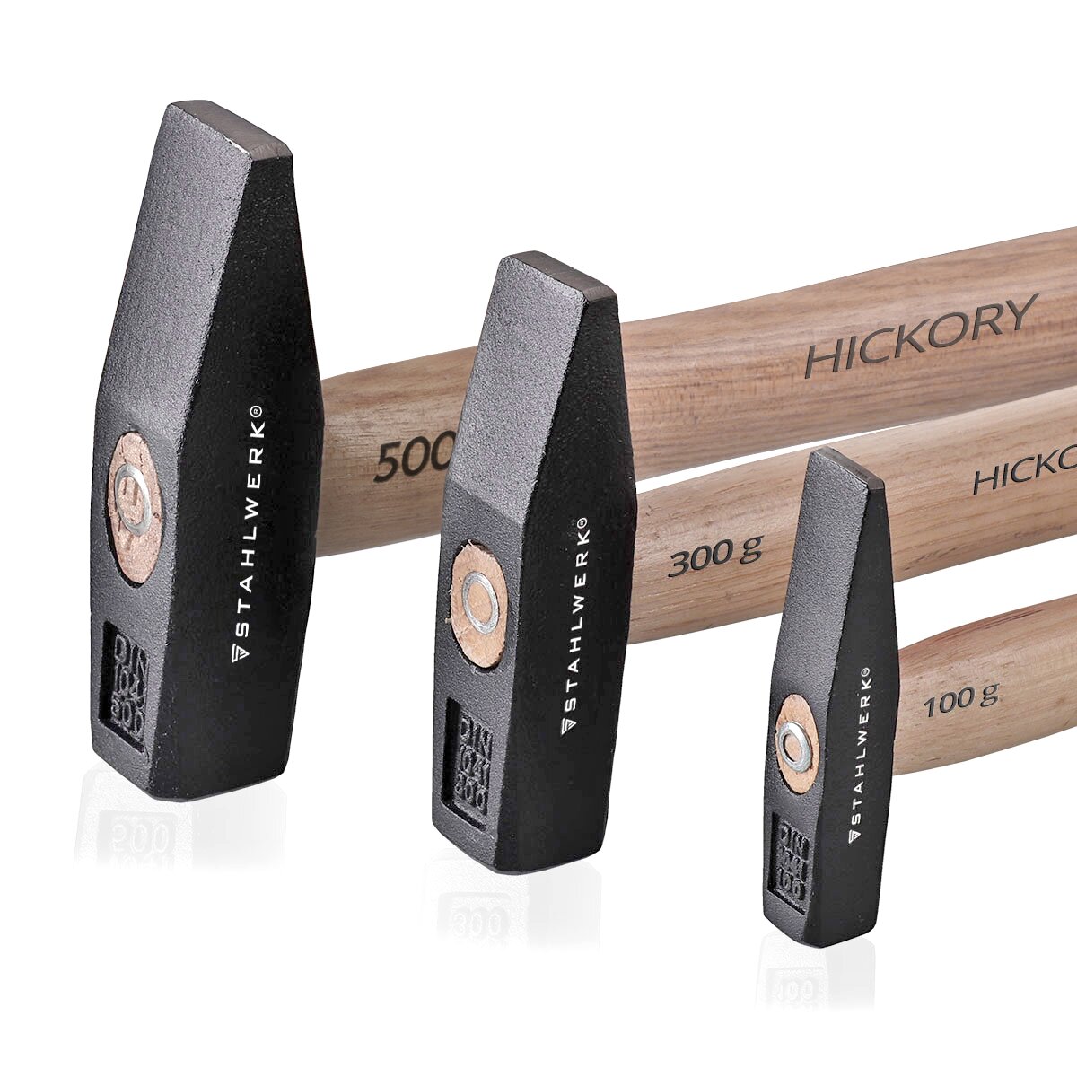 Griff aus Hickory Holz STAHLWERK Hammer Schlosserhammer 300g robuster Stahlkopf 