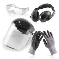 STAHLWERK Kit de protection combin&eacute; KS-1 en 4 parties avec protection auditive, lunettes de protection, &eacute;cran facial et gants de protection pour travailler en toute s&eacute;curit&eacute;