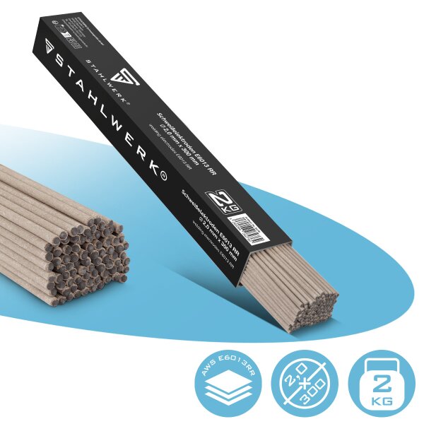 STAHLWERK Elettrodi a bastoncino AWS E6013RR con rivestimento rutilico spesso 2 mm x 300 mm