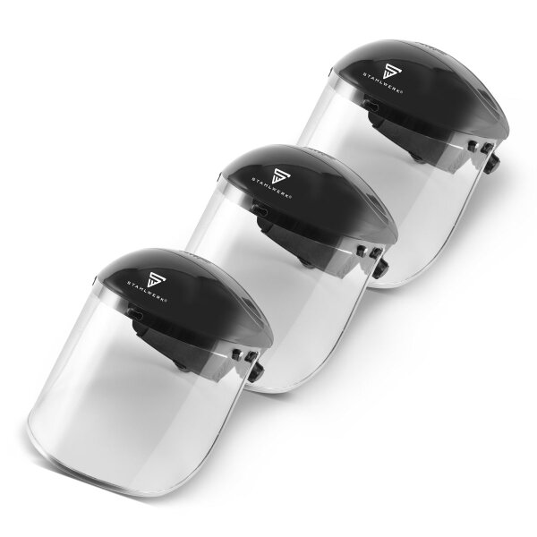 Set di 3 schermi facciali STAHLWERK / visiere protettive / dispositivi di protezione / ergonomici, in plastica robusta
