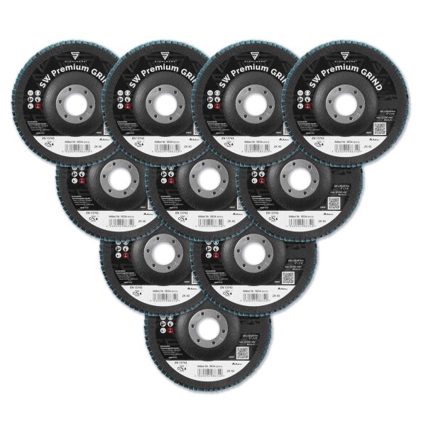 STAHLWERK PREMIUM GRIND P40 disco lamellare e mola a disco lamellare Ø125 mm set da 10