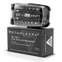 STAHLWERK 15-teiliges Profi-Bit-Set aus Chrom-Vanadium-Stahl mit Magnethalter und Schnellwechsel-Vorrichtung f&uuml;r Akku-Schrauber und Handbohrmaschinen