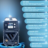 STAHLWERK Soldadora  MIG MAG 200 Double Pulse Pro totalmente sin&eacute;rgica con antorcha de soldadura de aluminio AK25/MB25 y juego de piezas de desgaste para soldadura de aluminio