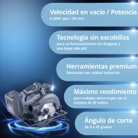 STAHLWERK AKS-20 ST Sierra circular manual sin cable Tecnolog&iacute;a sin escobillas con 900 vatios y 4.500 rpm para cortar madera, PVC, MDF, contrachapado y otros materiales