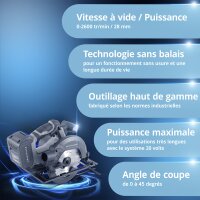 STAHLWERK AKS-20 ST Scie circulaire manuelle sans fil Technologie Brushless avec 900 watts et 4 500 tr/min pour la coupe de bois, PVC, MDF, contreplaqu&eacute; et autres mat&eacute;riaux