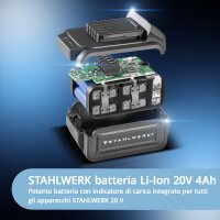 STAHLWERK AKS-20 ST Sega circolare portatile a batteria Tecnologia brushless con 900 watt e 4.500 giri/min. per il taglio di legno, PVC, MDF, compensato e altri materiali.