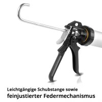 STAHLWERK Pistolet do silikonu  SP-600 ST 600 ml prasa do kartuszy / pistolet do kartuszy wykonany z wytrzymalego aluminium do kartuszy i worków do silikonowania i nakladania klejów i uszczelniaczy.