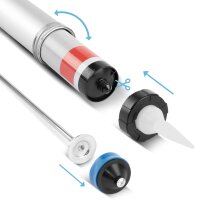 STAHLWERK Pistolet do silikonu  SP-600 ST 600 ml prasa do kartuszy / pistolet do kartuszy wykonany z wytrzymalego aluminium do kartuszy i worków do silikonowania i nakladania klejów i uszczelniaczy.