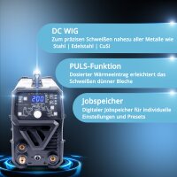 STAHLWERK DC WIG 200 Puls Pro - Digitales Profi WIG Schwei&szlig;ger&auml;t mit MMA E-Hand und Pulsfunktion, f&uuml;r D&uuml;nnblech geeignet