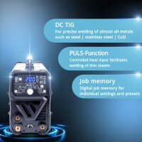 STAHLWERK DC TIG 200 Puls Pro - Digital professional TIG welder with MMA E-Hand and pulse function, suitable for thin sheet metal