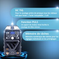 STAHLWERK DC TIG 200 Puls Pro - Poste de soudage TIG professionnel num&eacute;rique avec fonction MMA E-Hand et puls&eacute;e, adapt&eacute; aux t&ocirc;les fines