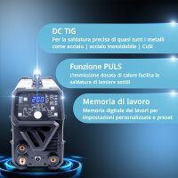 STAHLWERK Saldatore combinato 2 in 1 DC TIG 200 Puls Pro - Saldatore TIG professionale digitale con funzione MMA E-Hand e a impulsi, adatto per lamiere sottili