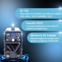 STAHLWERK Soldador combinado 2 en 1 DC TIG 200 Puls Pro - Soldador TIG digital profesional con MMA E-Hand y funci&oacute;n de pulsos, apto para chapa fina