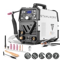 STAHLWERK DC TIG 200 Puls Pro - Poste de soudage TIG professionnel num&eacute;rique avec fonction MMA E-Hand et puls&eacute;e, adapt&eacute; aux t&ocirc;les fines