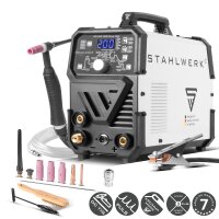 STAHLWERK Soldador combinado 2 en 1 DC TIG 200 Puls Pro - Soldador TIG digital profesional con MMA E-Hand y funci&oacute;n de pulsos, apto para chapa fina
