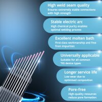 STAHLWERK Wolframelektroden / laselektroden WX Pink 1,6 + 2,4 mm 5 stuks in praktische set van 10