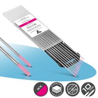 STAHLWERK Electrodos de tungsteno / electrodos de soldadura WX Rosa 1,6 + 2,4 mm 5 cada uno en práctico juego de 10