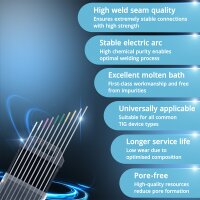 STAHLWERK Wolframelektroden / laselektroden goud, grijs, roze, wit, groen 1,6 mm 2 stuks in een praktische set van 10