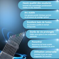 STAHLWERK Électrodes en tungstène / Électrodes de soudage Or, Gris, Rose, Blanc, Vert 1,6 mm 2 de chaque dans un set pratique de 10 pièces