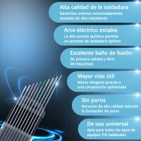 STAHLWERK Electrodos de tungsteno / electrodos de soldadura oro, gris, rosa, blanco, verde 1,6 mm 2 cada uno en un práctico juego de 10