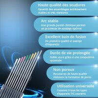 STAHLWERK Électrodes en tungstène / Électrodes de soudage Or, Gris, Rose, Blanc, Vert 2,4 mm 2 de chaque dans un set pratique de 10 pièces