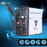 STAHLWERK Lift TIG Starter Set MIG MAG 160 M Soldadora combinada 5 en 1 totalmente sin&eacute;rgica con 160 amperios y accionamiento de 2 rodillos / metal de aportaci&oacute;n MIG MAG FLUX ARC MMA Lift TIG