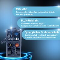 STAHLWERK Lift TIG Starter Set MIG MAG 160 M Vollsynergisches 5 in 1 Kombinationsschwei&szlig;ger&auml;t mit 160 Ampere und 2 Rollenantrieb / MIG MAG FLUX Schwei&szlig;zusatz ARC MMA Lift TIG