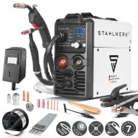 STAHLWERK Lift TIG Starter Set MIG MAG 160 M Poste de soudage combin&eacute; enti&egrave;rement synergique 5 en 1 avec 160 amp&egrave;res et 2 entra&icirc;nements &agrave; galets / MIG MAG FLUX Suppl&eacute;ment de soudage ARC MMA Lift TIG