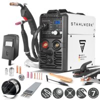 STAHLWERK Lift TIG Starter Set MIG MAG 160 M Saldatrice combinata 5 in 1 completamente sinergica con 160 ampere e 2 rulli di trascinamento / MIG MAG FLUX metallo dapporto ARC MMA Lift TIG