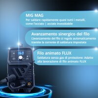 STAHLWERK MIG MAG 160 M Saldatrice completamente equipaggiata Apparecchio combinato 5 in 1 completamente sinergico con 160 ampere e 2 bobine / filo animato, MIG MAG, ARC MMA, Lift TIG