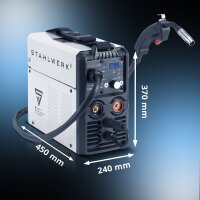 STAHLWERK MIG MAG 160 M volledige uitrusting IGBT lasser Volledig synergetisch 5 in 1 combinatie apparaat met echte 160 Amp en 2 rollen aandrijving / flux gevulde draad, MIG MAG, ARC MMA, Lift TIG