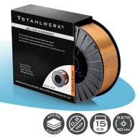 STAHLWERK MIG MAG Premium alambre de soldadura / rollo de alambre ER70S-6 SG2 0,8 mm S270/D270 15 kg para soldadura con gas de protección