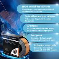 STAHLWERK MIG MAG Premium Fil de soudage / Bobine de fil ER70S-6 SG2 1,0 mm S270/D270 15 kg pour les travaux de soudage avec gaz protecteur