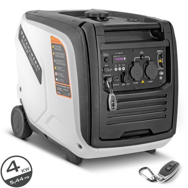 STAHLWERK IG-4000 ST -invertteribensiinigeneraattori / sähkögeneraattori / monikäyttöinen generaattori / varavirtageneraattori, teho 4 kW / 5,44 hv, 4-tahtinen, 5 kuluttajaliitäntää, energiatehokas ja huoltovapaa