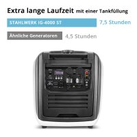 STAHLWERK IG-4000 ST -invertteribensiinigeneraattori / s&auml;hk&ouml;generaattori / monik&auml;ytt&ouml;inen generaattori / varavirtageneraattori, teho 4 kW / 5,44 hv, 4-tahtinen, 5 kuluttajaliit&auml;nt&auml;&auml;, energiatehokas ja huoltovapaa