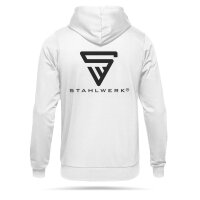 STAHLWERK hoodie storlek XXXL / sweatshirt med huva / hoodie / sweatjacka med dragkedja i vitt med logotyptryck
