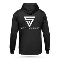 STAHLWERK Hoodie Storlek M / Hoodie / Hooded Sweater / Sweat Jacket med dragkedja i svart med logotyptryck